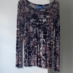 Vera Wang Mosaic Print Long Sleeve Blouse